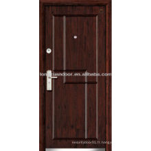 Porte en bois en acier de conception simple avec couleur noyer